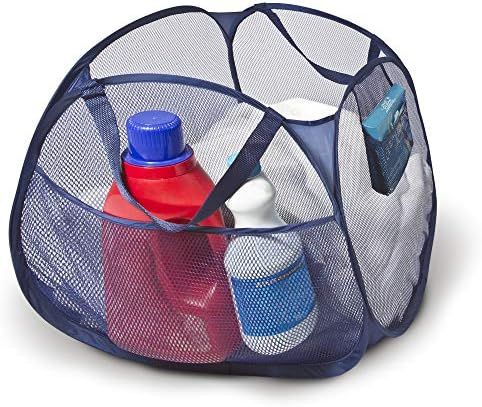 Smart Design Deluxe Mesh Pop Up Square Laundry Basket Hamper with Side Pockets and Handles - Dura... | Amazon (US)