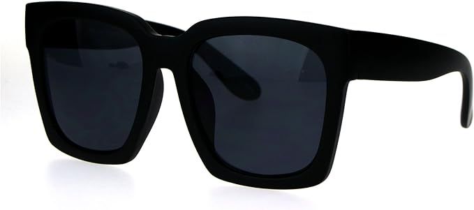 Womens Boyfriend Style Oversize Horned Rim Thick Plastic Sunglasses | Amazon (US)