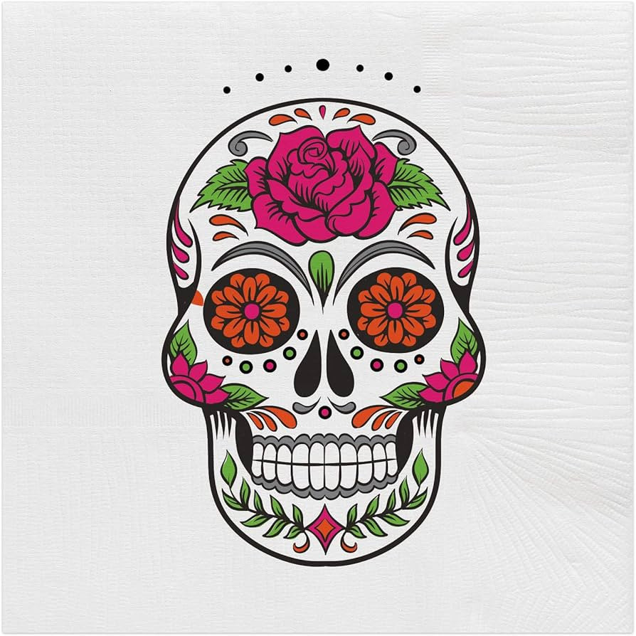 C.R. Gibson Day of the Dead Sugar Skull Cocktail Napkins, 5'' x 5'', 20pcs | Amazon (US)