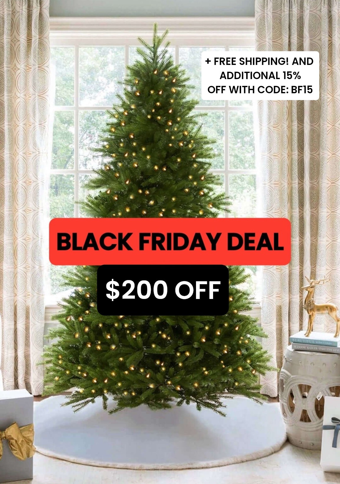BLACK FRIDAY DEAL! $200 OFF! Code: BF15 for +15% off. Plus FREE SHIPPING! 6.5' King Fraser Fir Artificial Christmas Tree with 750 Warm White LED Lights. ❄️ ❄️ ❄️ 


#LTKGiftGuide #LTKCyberWeek #LTKSaleAlert
