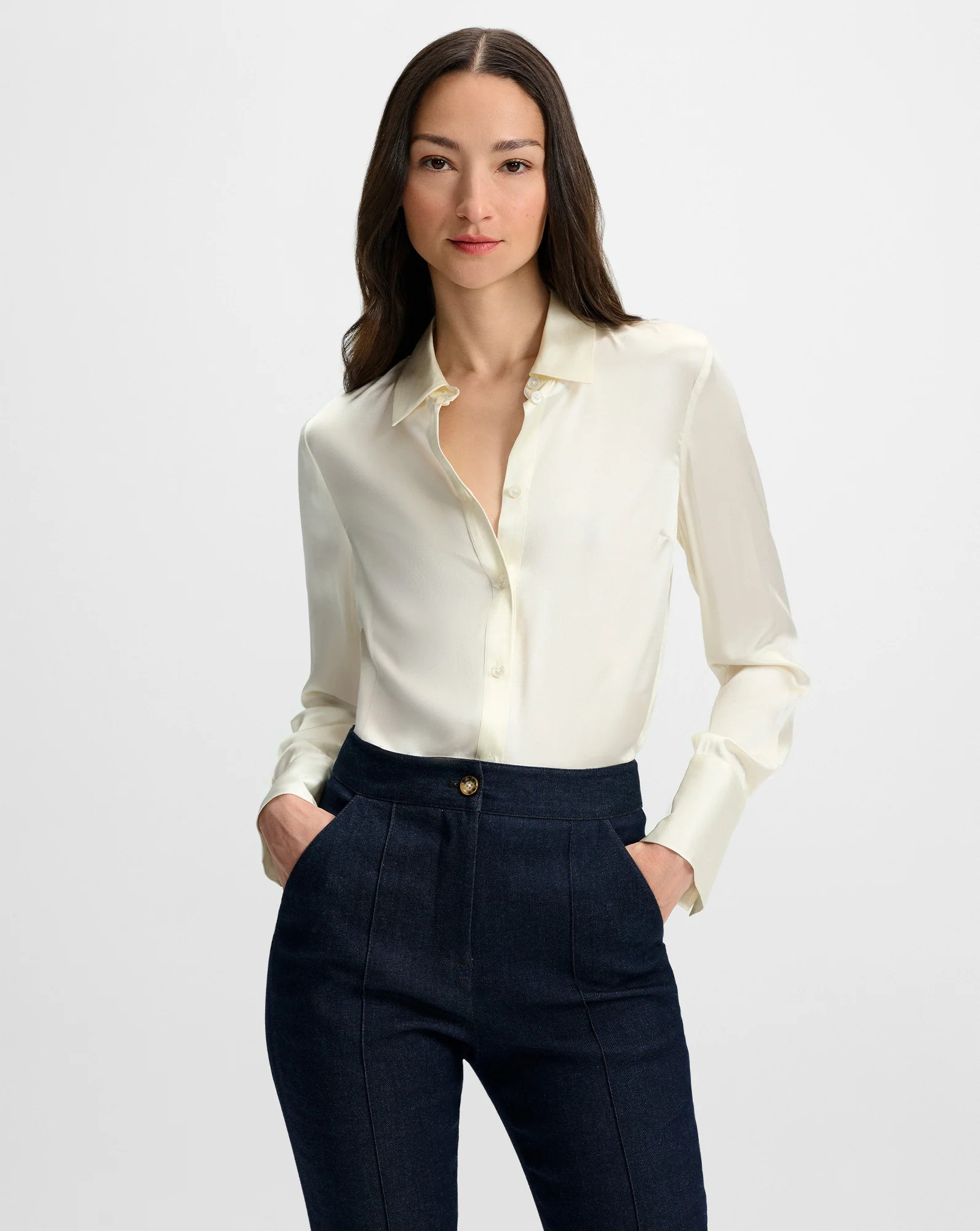 Monique Silk Button-Down Shirt | Veronica Beard