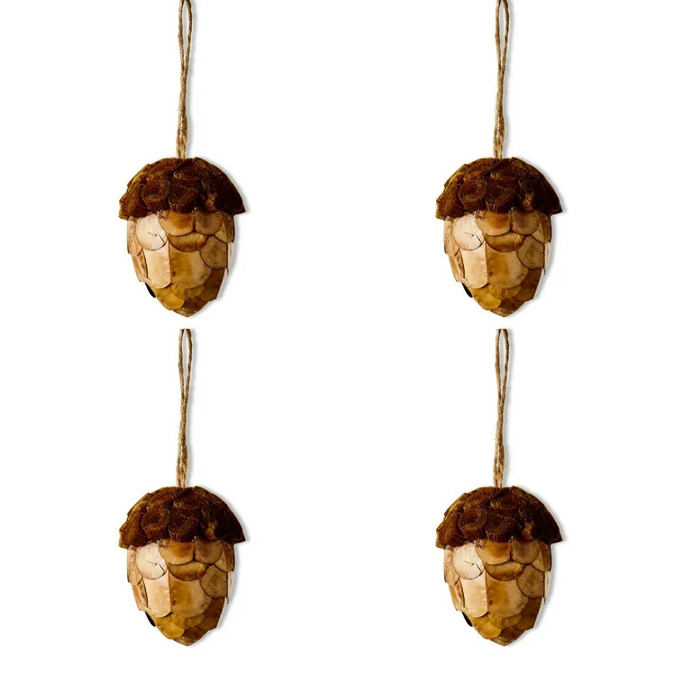 Transitional Traditional Natural Acorn Mini Christmas Ornament Set, 4 Count, 5.5", by Holiday Tim... | Walmart (US)