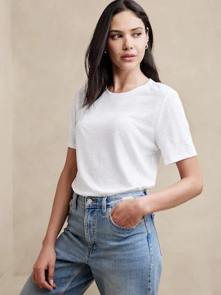 Linen-Blend T-Shirt | Banana Republic Factory