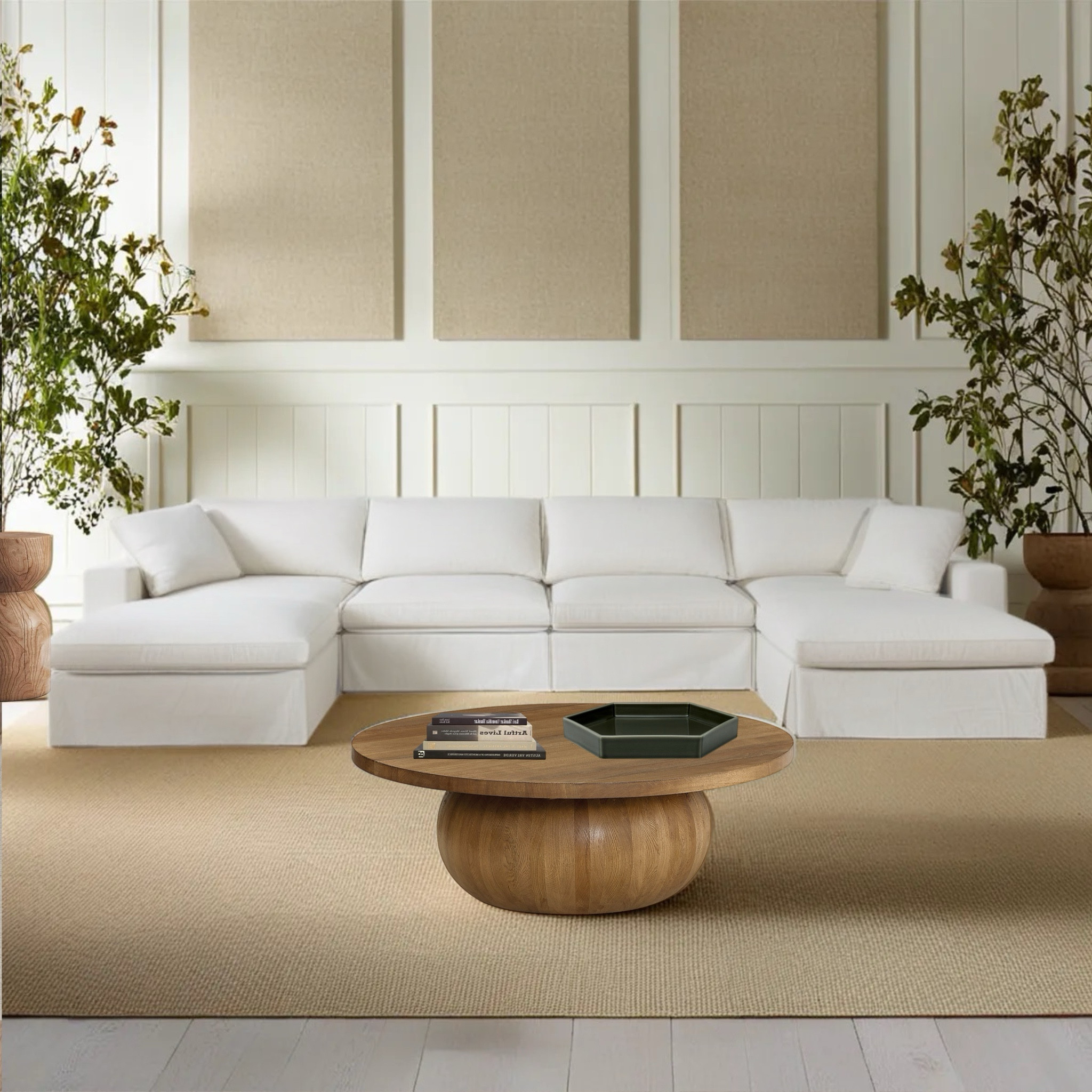 Made with waterproof technological fabric, this sofa is highly stain-resistant, offering exceptional durability. Additionally, its covers are removable and machine washable, ensuring practicality and ease of maintenance. Pet friendly and kids friendly, it is ideal for those seeking comfort without sacrificing functionality and aesthetics.

Modern living room, white sectional sofa, wooden coffee table, minimalist decor, neutral color palette, indoor plants, panel wall design, cozy ambiance.


#LTKHome