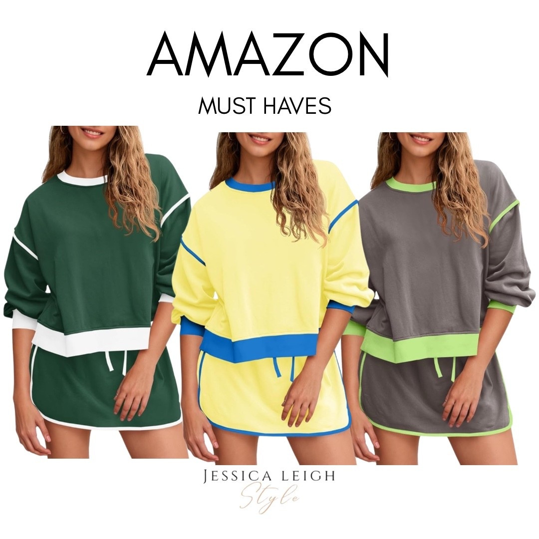 2 Piece Set Crewneck Sweatshirt and High Waisted Skort! Im kinda liking these colors! 🩷