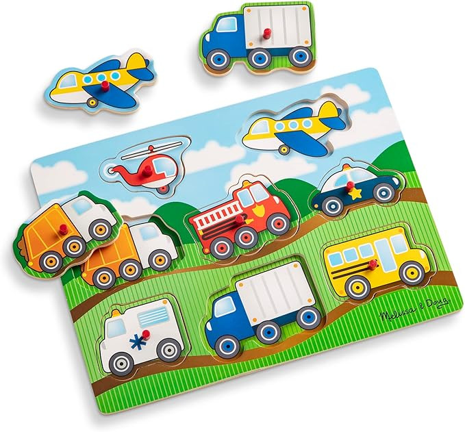Melissa & Doug Vehicles Wooden Peg Puzzle (8 pcs) | Amazon (US)