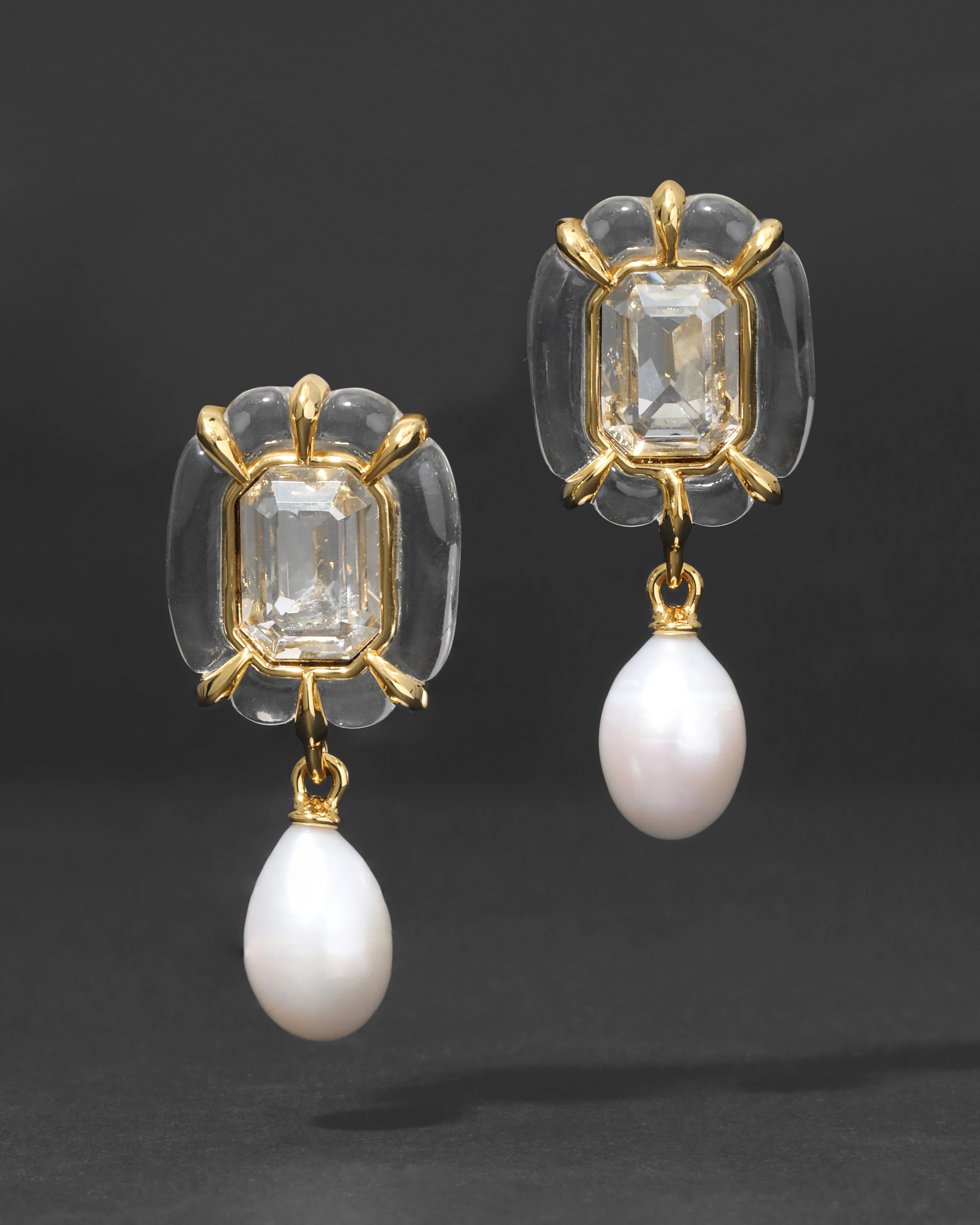 Liquid Lucite Jeweled Freshwater Pearl Drop Earrings | Clear Earrings | Alexis Bittar
