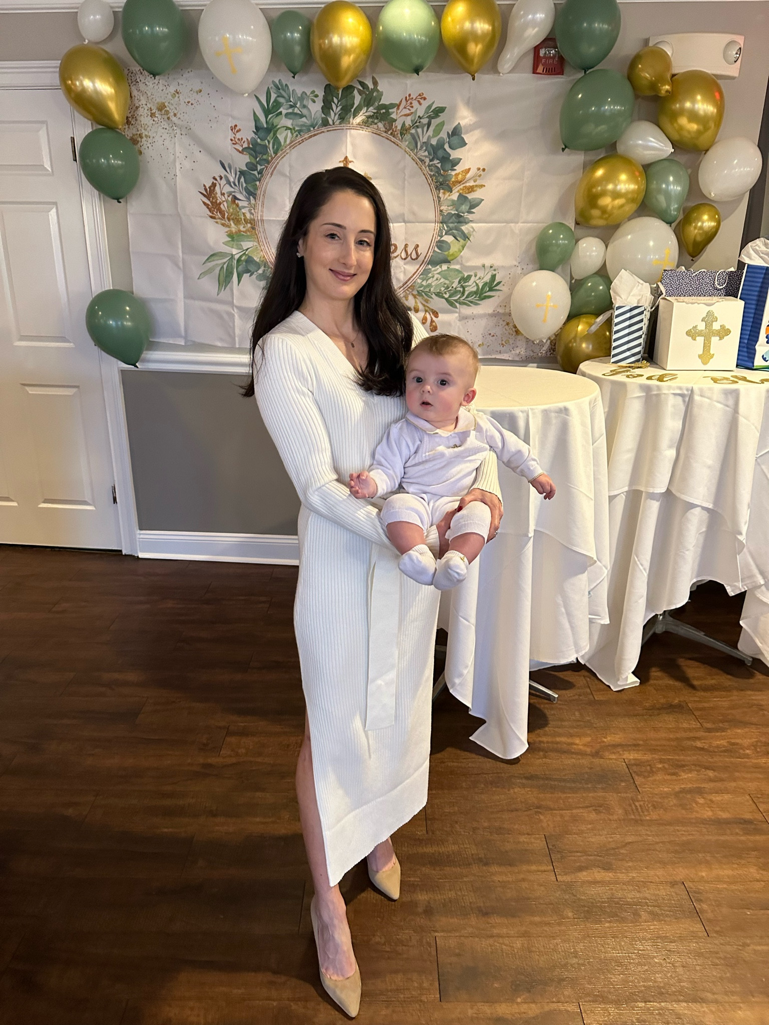 green emerald velvet dress Juliette Christening Gown & Bonnet – Baby Beau and Belle main image 1