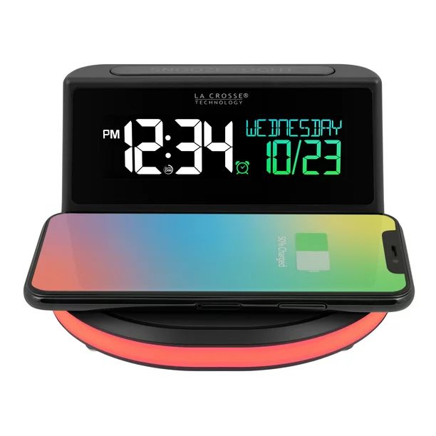 La Crosse Technology Wireless Charging Alarm Clock with Glowing light base, 617-148 - Walmart.com | Walmart (US)