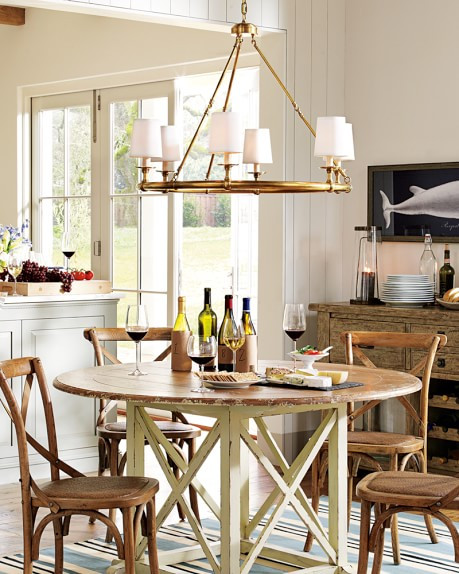 Devon 6-Light Chandelier with Shades, Antique Brass | Williams-Sonoma