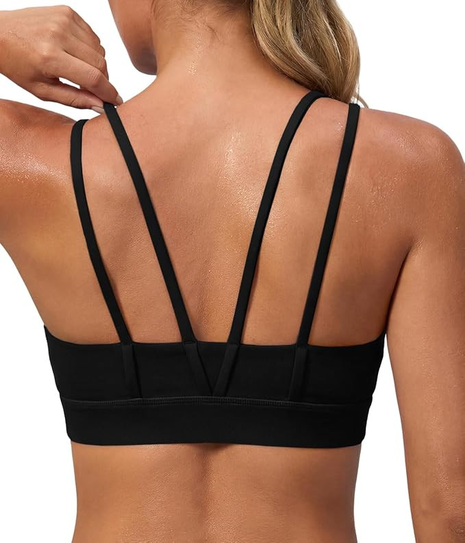 Aoysky Sports Bras for Women Buttery Soft Strappy Padded Sports Bra Double Spaghetti Straps Wirel... | Amazon (US)