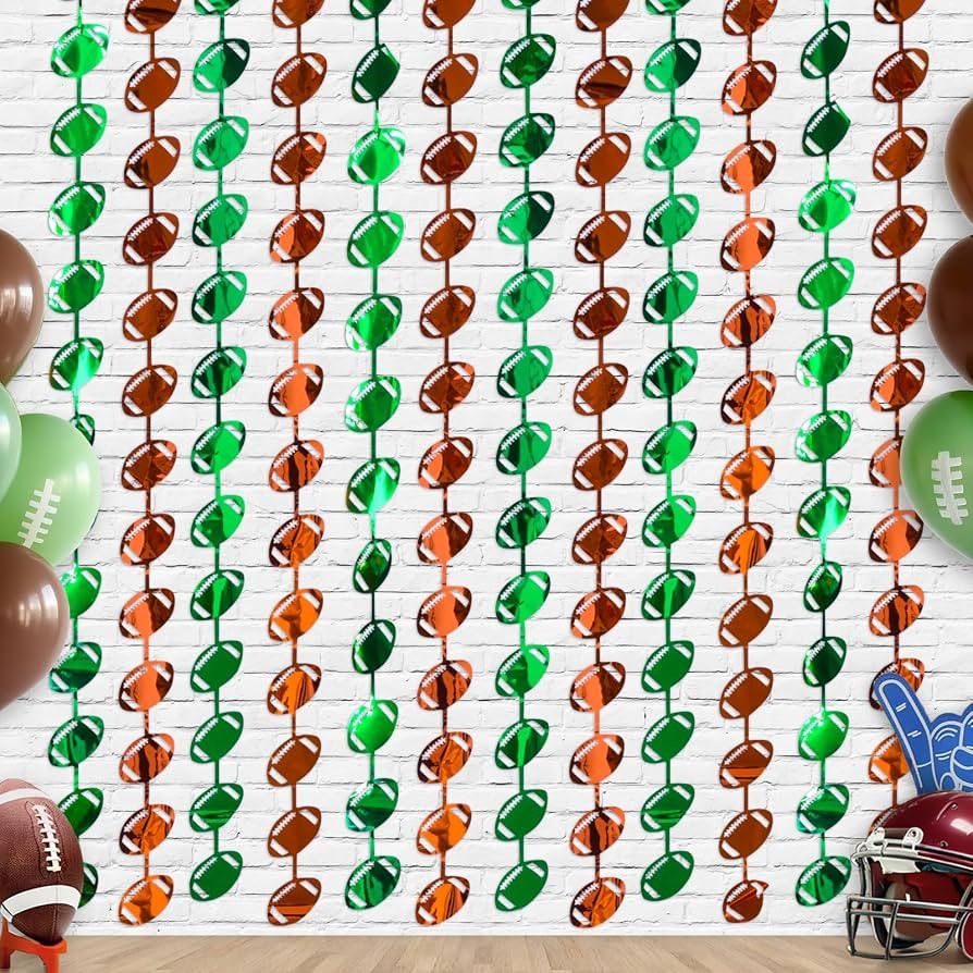 LOLStar Football Party Decorations, 3 Pack Super Ball Foil Fringe Curtains, 3.3x6.6 ft Green Brow... | Amazon (US)