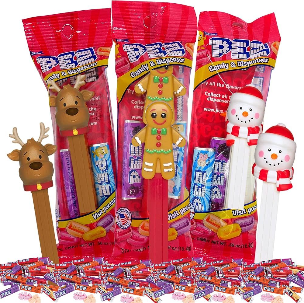 Christmas Candy Dispensers Gift Set, Holiday Characters and Assorted Hard Candies Refill Rolls, S... | Amazon (US)