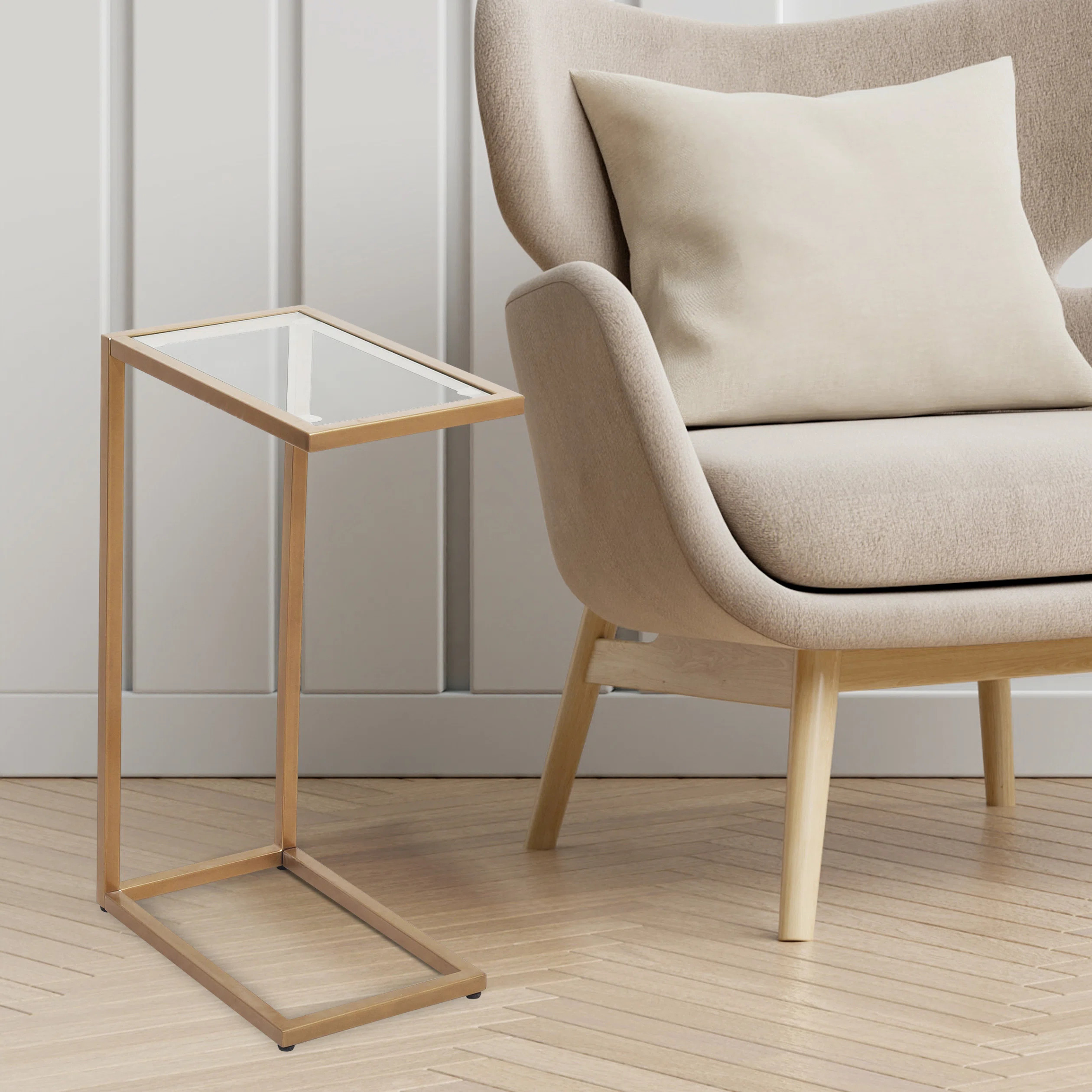 Mercer41 Neasia Gold & Silver Glass Small Computer Accent End Table, Side Table & Reviews | Wayfa... | Wayfair North America