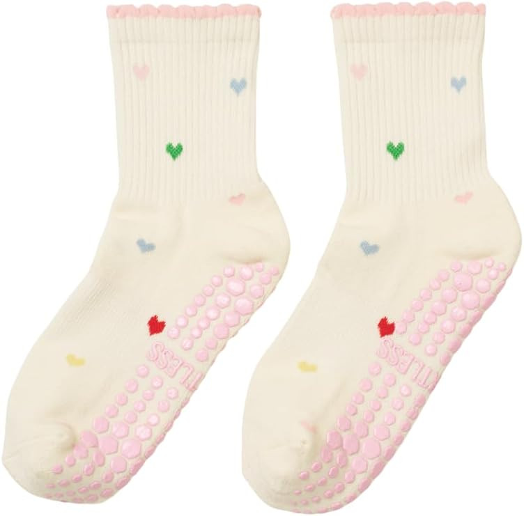 Shapes Studio Crew Half Calf Grip Socks, Cutest Fruits Pilates Socks, Ruffle socks, Non-Slip, Bar... | Amazon (US)