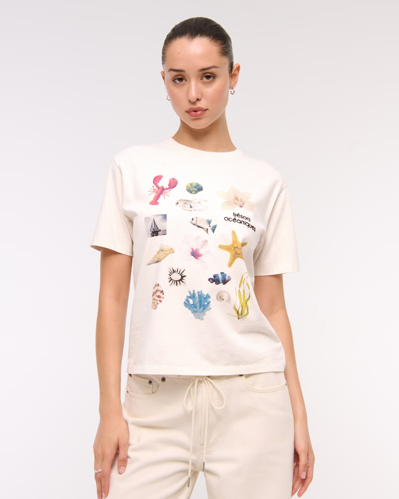 Women's Short-Sleeve Ocean Graphic Relaxed Tee | Women's Tops | Abercrombie.com | Abercrombie & Fitch (US)