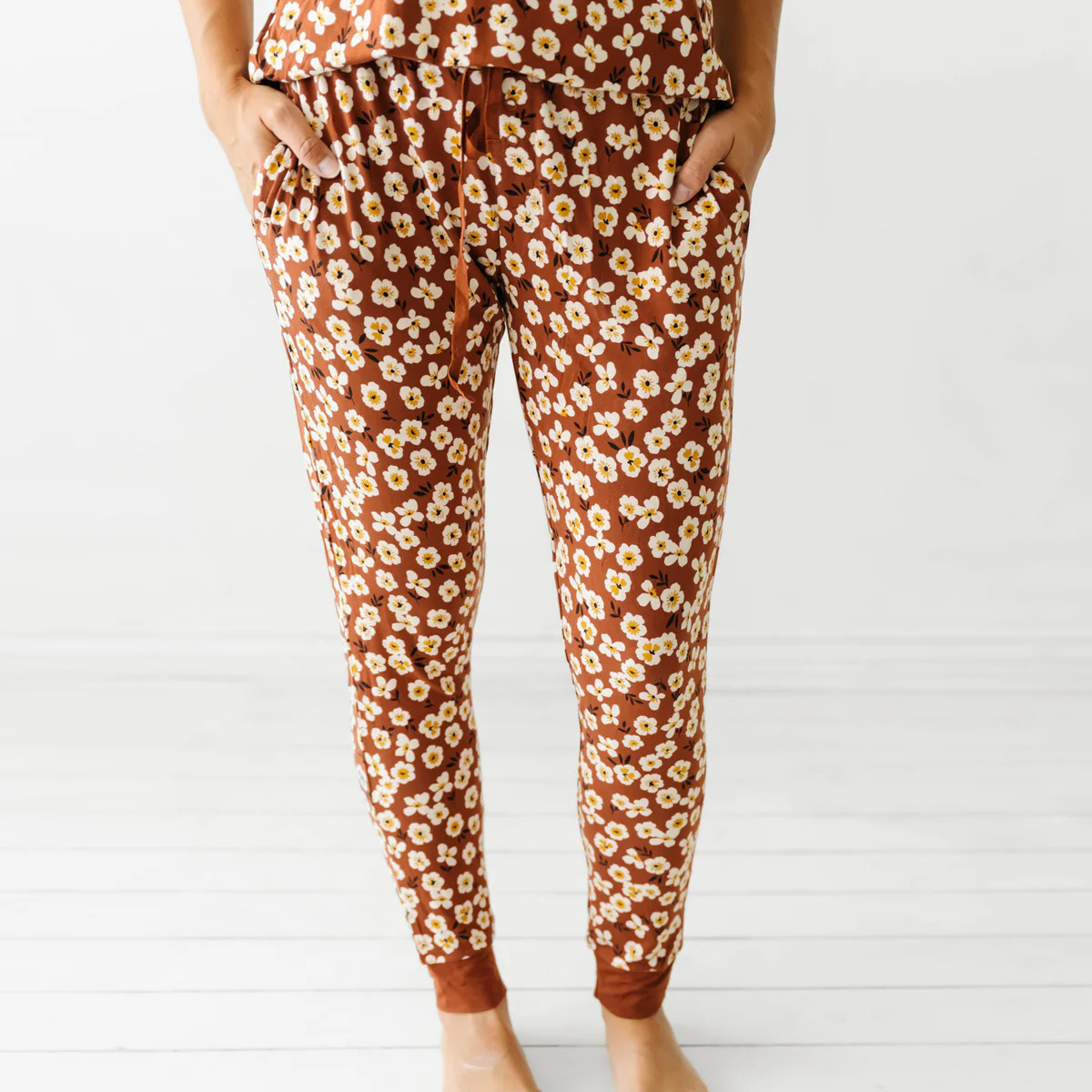 Mocha Blossom Women's Bamboo Viscose Pajama Pants | Little Sleepies