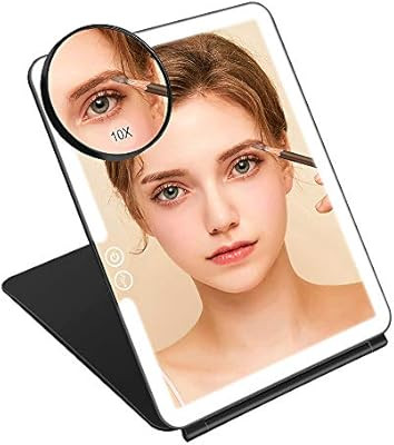 Orange Tech Rechargeable Lighted Travel Makeup Mirror with Cover, LED Portable Travel Vanity Mirr... | Amazon (US)