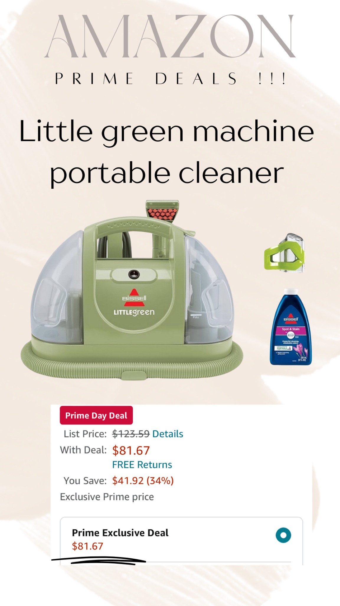 Little green machine on huge sale !! 
I use this EVERYDAY! Between the kids, dog & just everyday cleaning , this has been a lifesaver for many pieces of furniture ! Couches, chairs, carpets, outdoor furniture too ! Shop below & follow me for more finds ! @christinegerace 

#amazonprime #primeday #littlegreenmachine #summersales

#LTKStyleTip #LTKFindsUnder100 #LTKSaleAlert