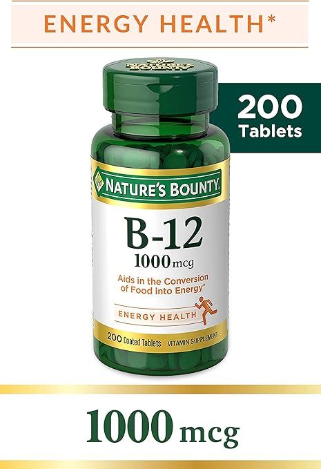 Nature's Bounty Vitamin B-12 1000 Mcg, Supports Energy Metabolism 200 Coated Tablets | Amazon (US)