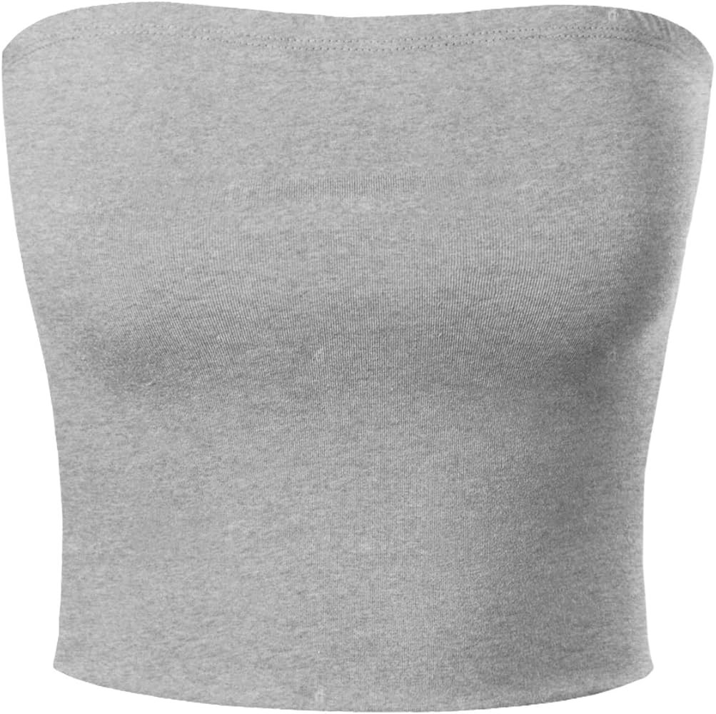 MixMatchy Women's Causal Strapless Basic Sexy Tube Top | Amazon (US)