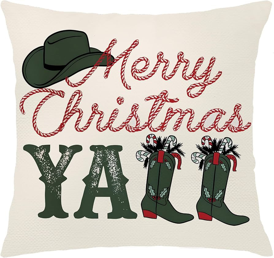 Western Cowboy Christmas Decor Pillow Covers 18x18, Rustic Country Southwest Western Xmas Christm... | Amazon (US)