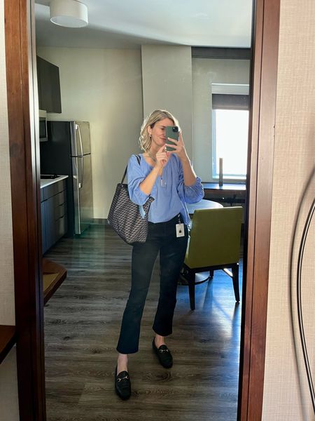 In-office outfit 🤓 

Loving the color of this new $25 blouse! I’ve also worn with linen pants and shorts - perfect for Spring! (I cut off the ties FYI) 

And this bag has been a staple for years. It’s doubled as a work bag, diaper bag, and tote around town bag - it does it all! 

#LTKitbag #LTKfindsunder50 #LTKworkwear