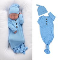 Knotted Button Gown Newborn Baby Blue Coming Home Outfit - Knot Going Set Brand New Shower Gift | Etsy (US)