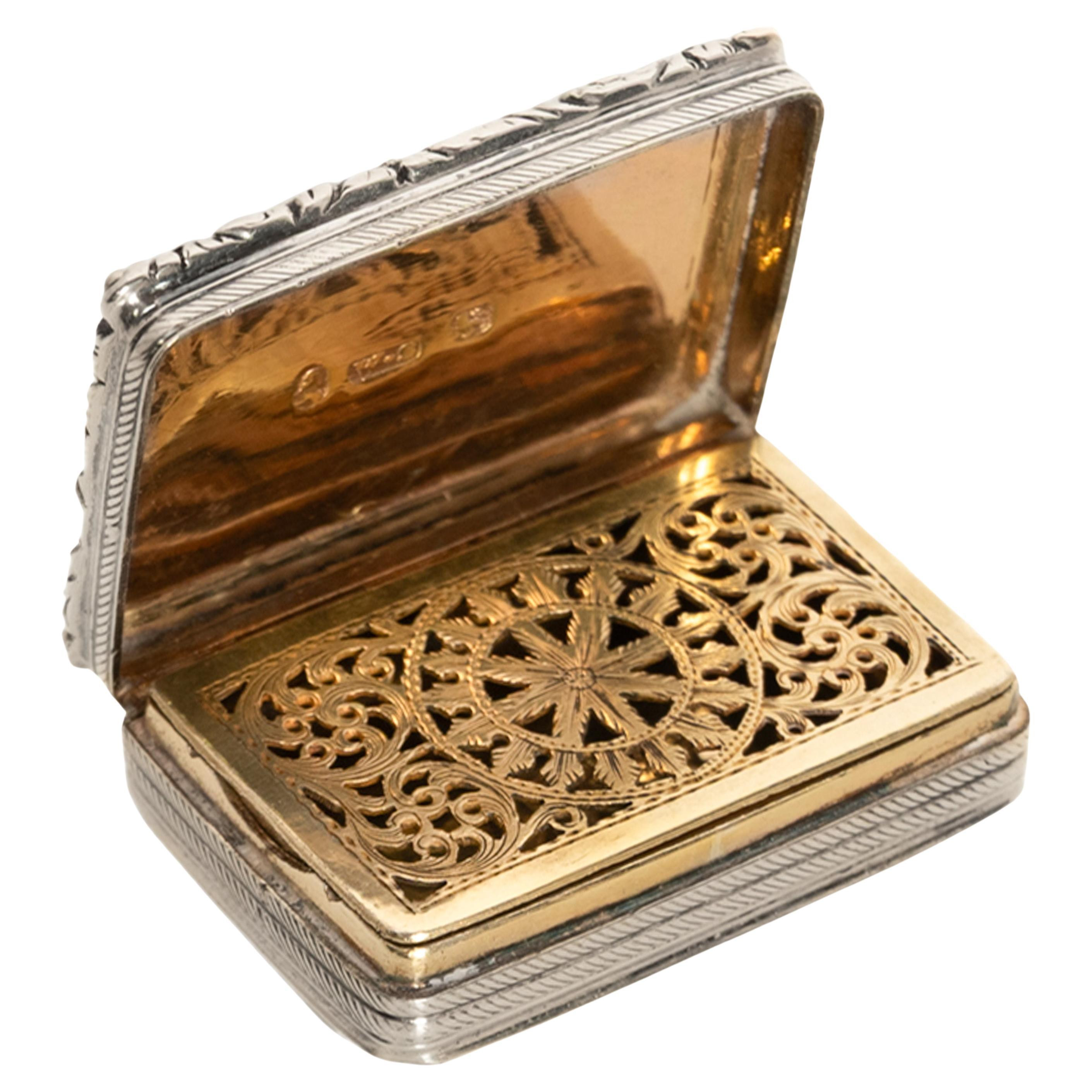 Antique Georgian Sterling Silver Gilt Vinaigrette Birmingham William Simpson | 1stDibs
