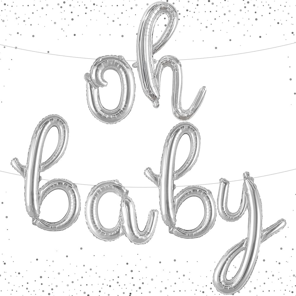 KatchOn, Silver Oh Baby Balloon Sign - 16 Inch | Oh Baby Balloons baby shower, Gender Reveal Ball... | Amazon (US)