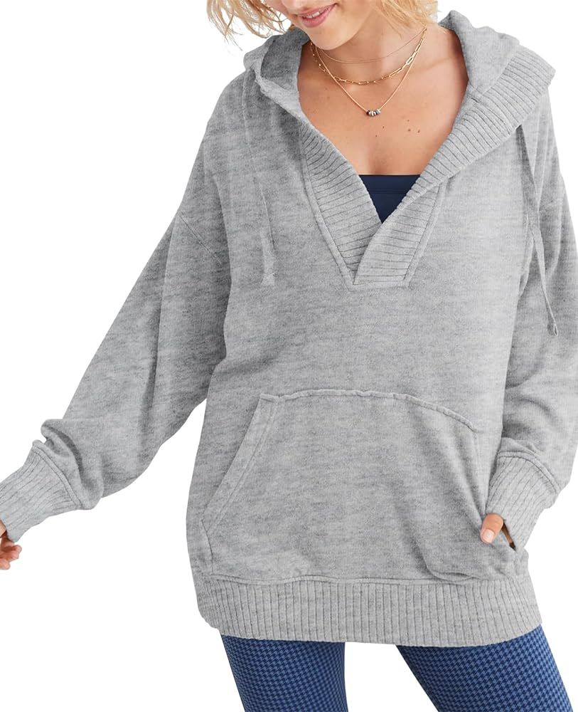 Fisoew Womens Casual Oversized Hoodies V Neck Long Sleeve Loose Pullovers Hooded Sweatshirts Tops... | Amazon (US)
