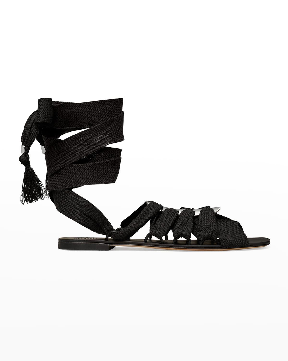 Ribbon Lace-Up Gladiator Sandals | Neiman Marcus
