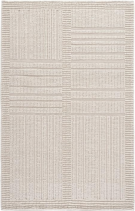 SAFAVIEH 6x9 Area Rug - Natura Collection - Ivory, Textured Design, Handmade Wool Blend, Ideal fo... | Amazon (US)
