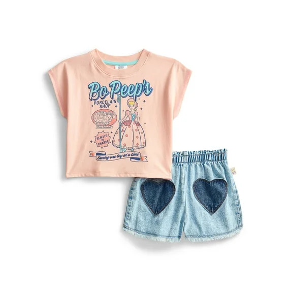 Toy Story Toddler Girls Graphic Tee and Denim Shorts Set, 2-Piece, Sizes 12M-5T | Walmart (US)