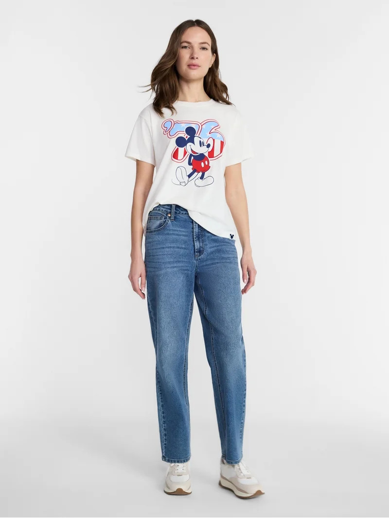 Disney Women's Mickey 76 USA Graphic Tee with Short Sleeves, Sizes XXS-5XL | Walmart (US)