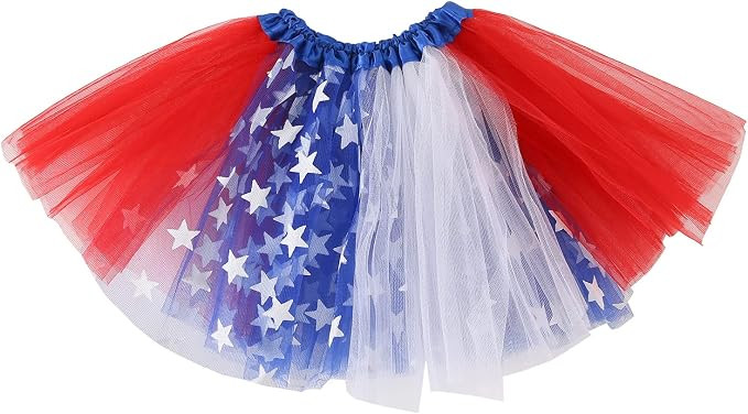 4th of July Star Tutu for Girls Red White Blue Star Dress, Independence Day American Flag Tutu Sk... | Amazon (US)