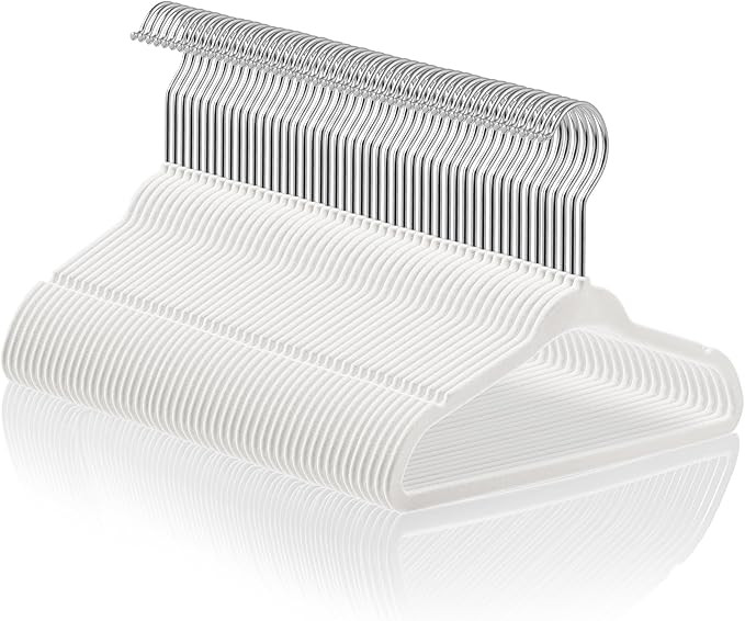 Casafield 50 Velvet Baby Hangers - 11" Size for Infant & Toddler Clothes - Ivory | Amazon (US)