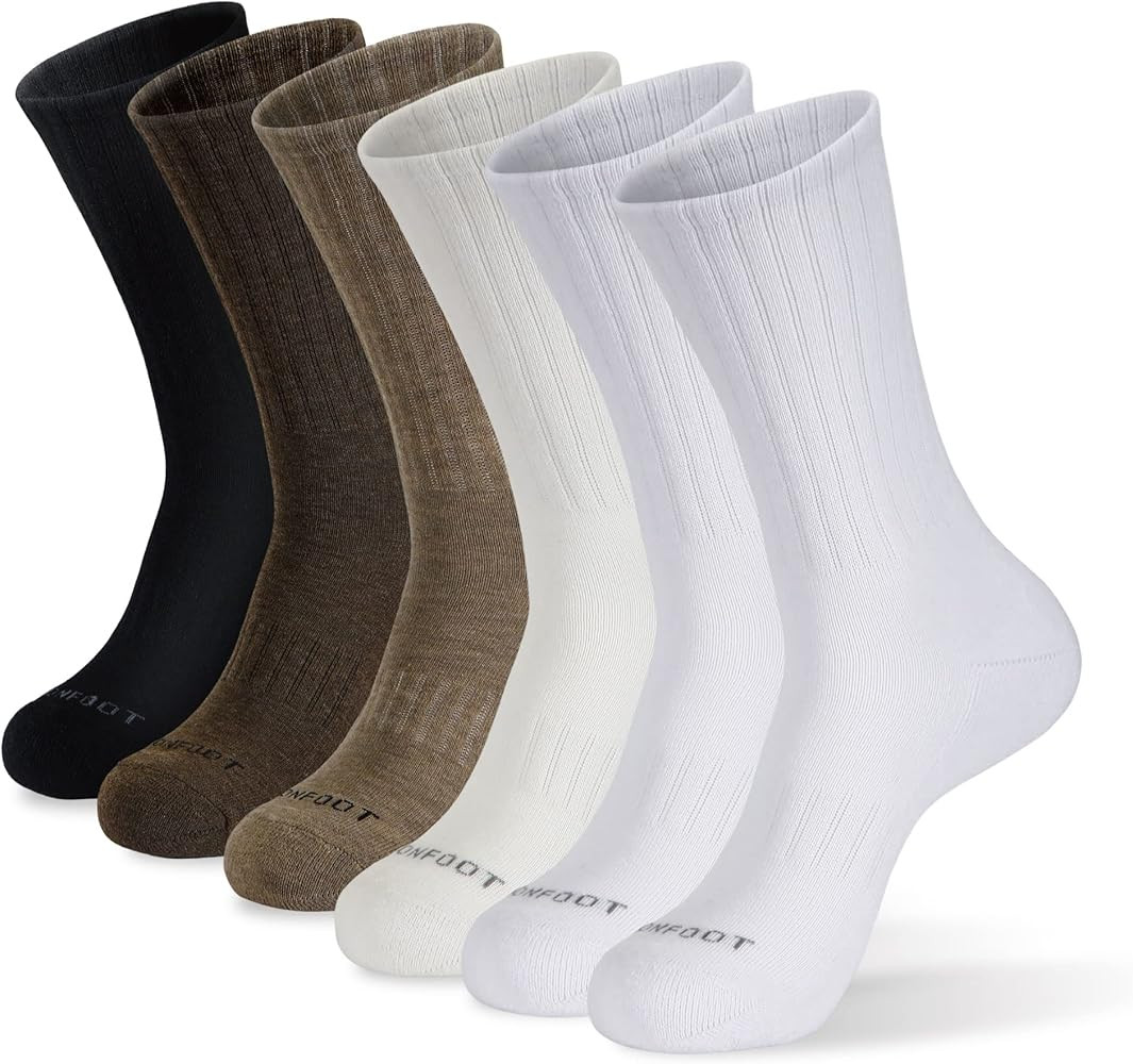 MONFOOT Women's and Men's 6 Pairs Comfortable Casual Cotton Daily Crew Socks, multipack | Amazon (US)