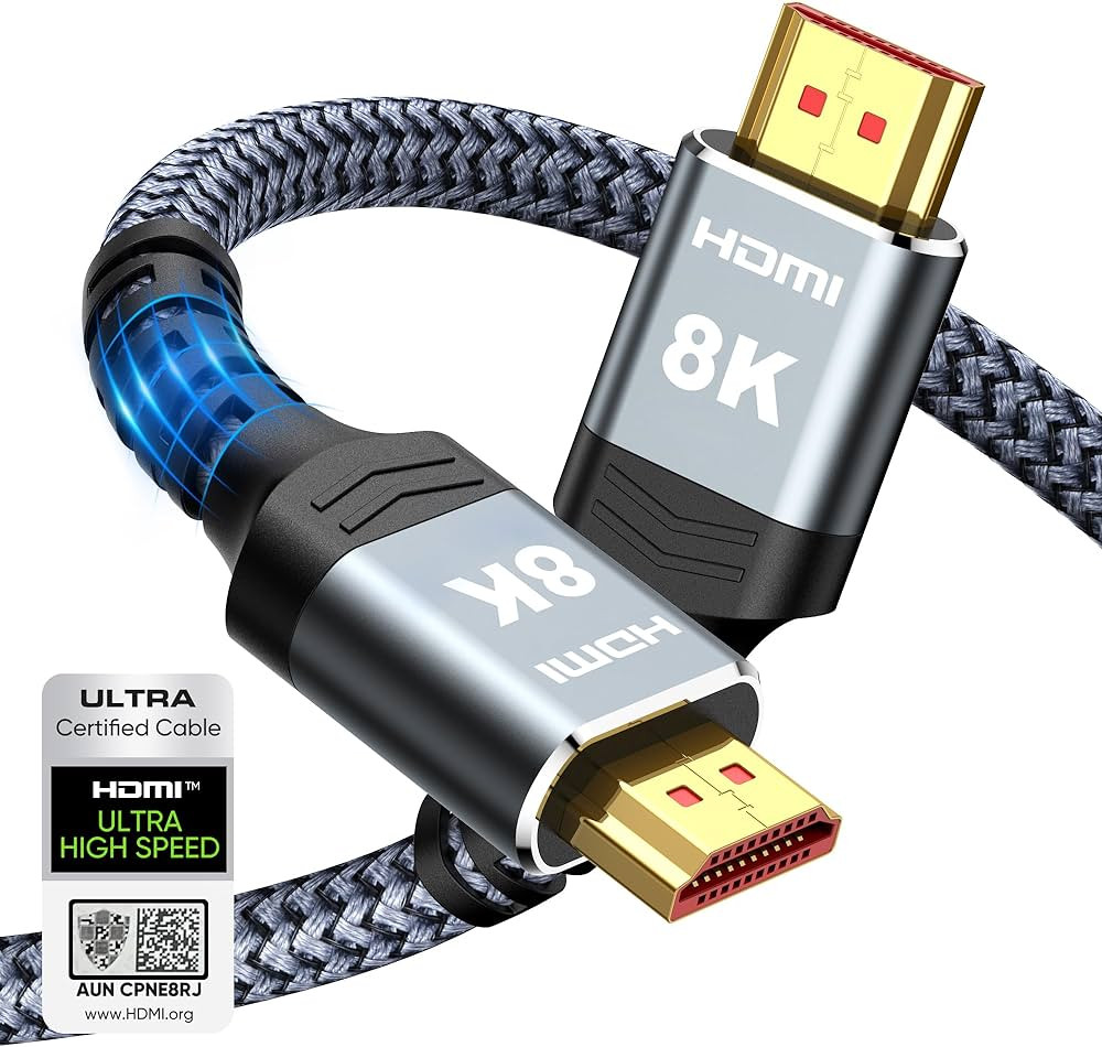 Highwings 8K 10K 4K HDMI Cable 48Gbps 6.6FT/2M, Certified Ultra High Speed HDMI Cable Braided Cor... | Amazon (US)