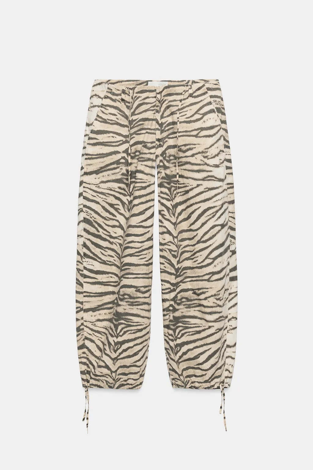 ANIMAL PRINT WIDE-LEG TROUSERS WITH DRAWSTRINGS | Zara UK