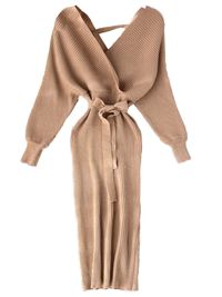 'Nancy' Shimmery Batwing Ribbed Knitted Midi Dress with Belt (8 Colors) | Goodnight Macaroon