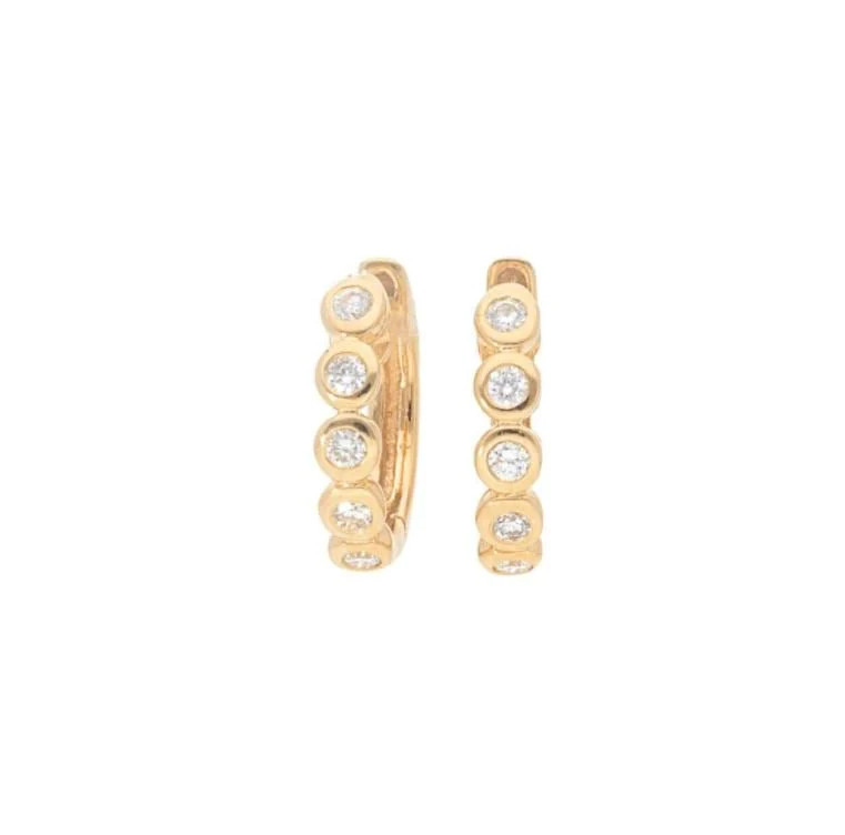 Diamond Bezel Huggies | LINDSEY LEIGH JEWELRY