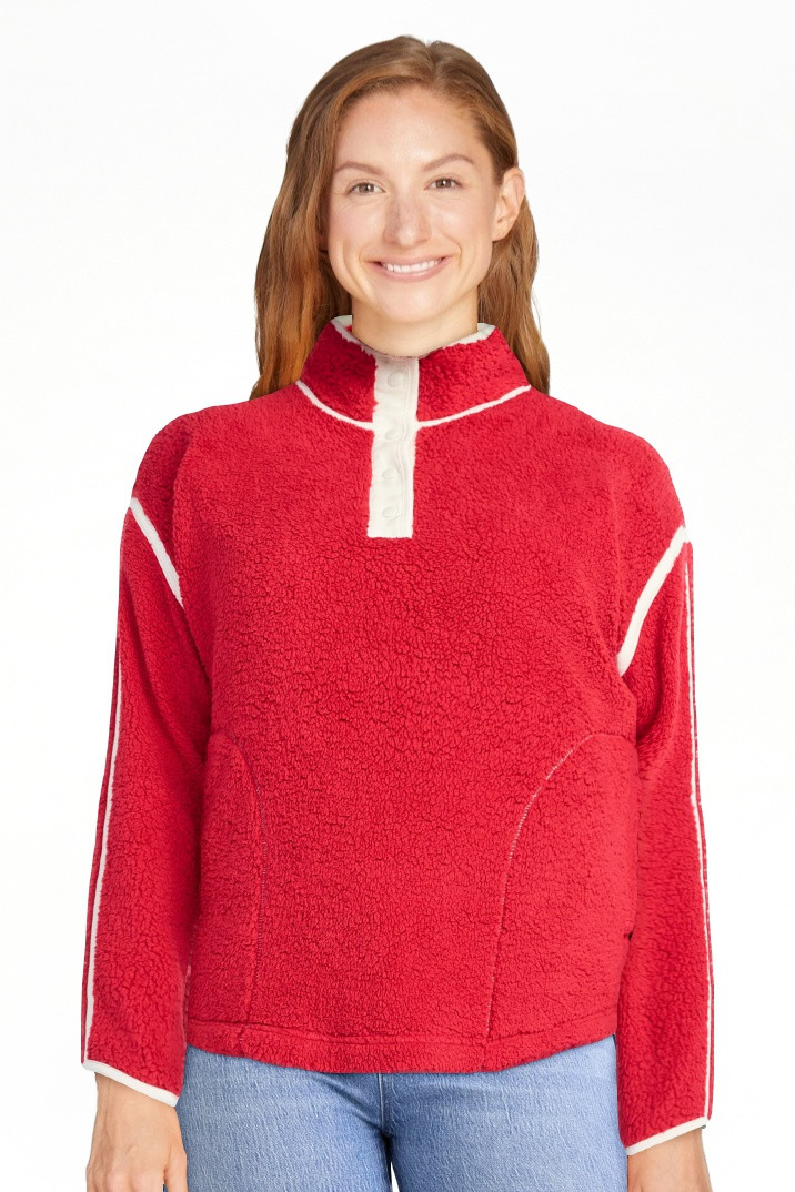 Terra & Sky Women's Plus Size Faux Shearling Quarter Snap Pullover, Sizes 0X-4X | Walmart (US)