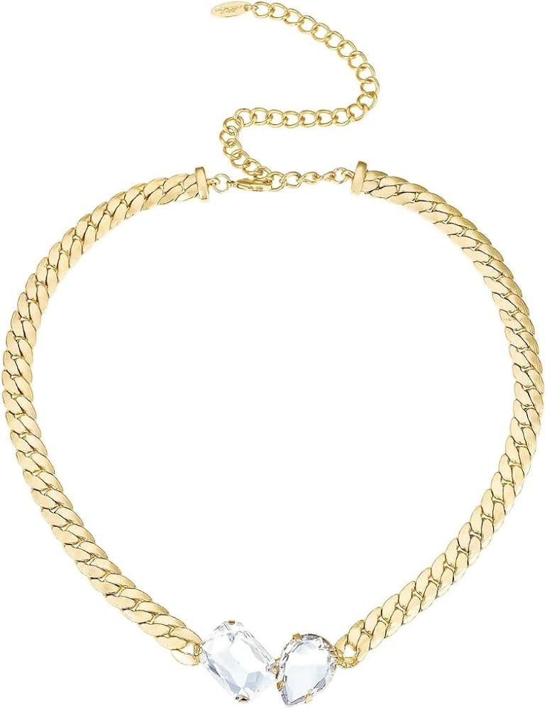 Ettika 18k Gold Plated Necklace for Women. Clear Crystal Gem Necklace. Fashion Jewelry and Access... | Amazon (US)