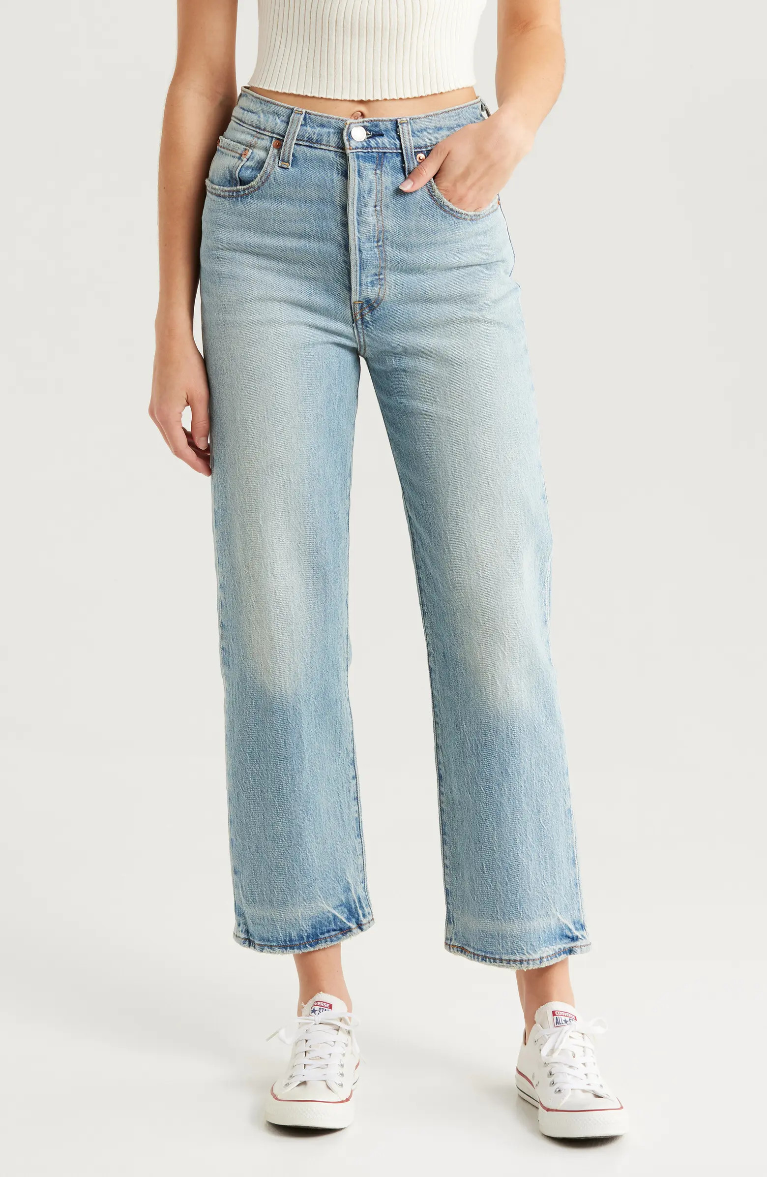 Ribcage High Waist Ankle Straight Leg Jeans | Nordstrom