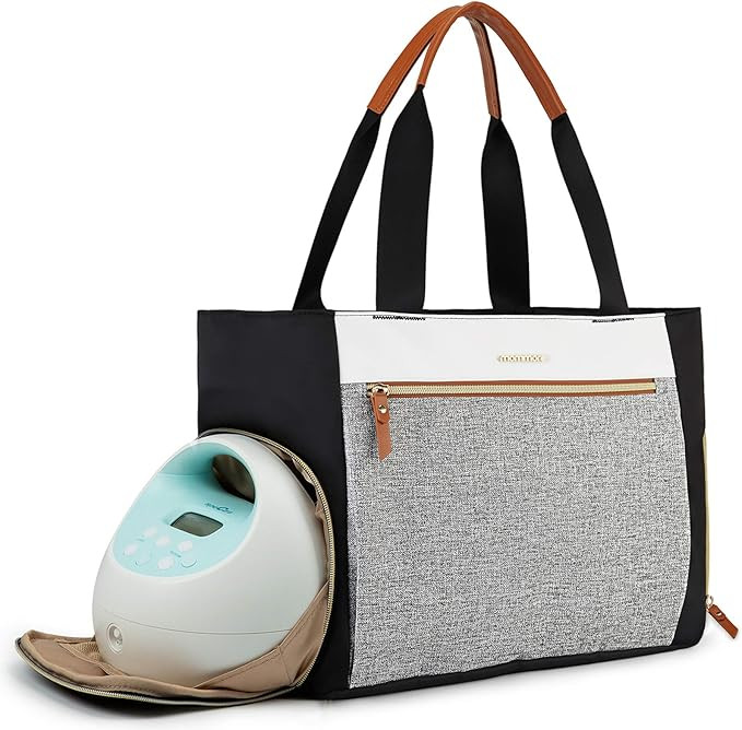 mommore Breast Pump Bag Diaper Tote Bag with 15 Inch Laptop Sleeve Fit Most Breast Pumps Like Med... | Amazon (US)