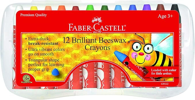 Faber-Castell Beeswax Crayons in Durable Storage Case, 12 Vibrant Colors | Amazon (US)