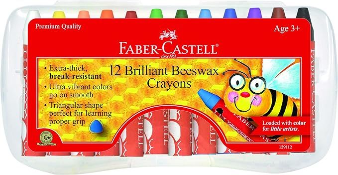 Faber-Castell Beeswax Crayons in Durable Storage Case, 12 Vibrant Colors | Amazon (US)