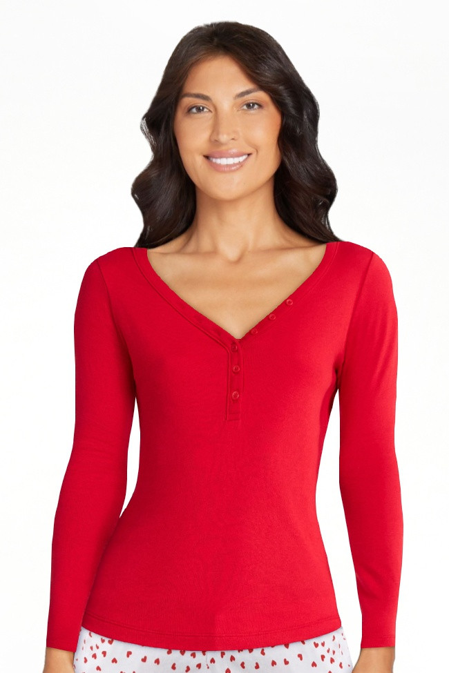 No Boundaries Henley Top with Long Sleeves, Women’s | Walmart (US)