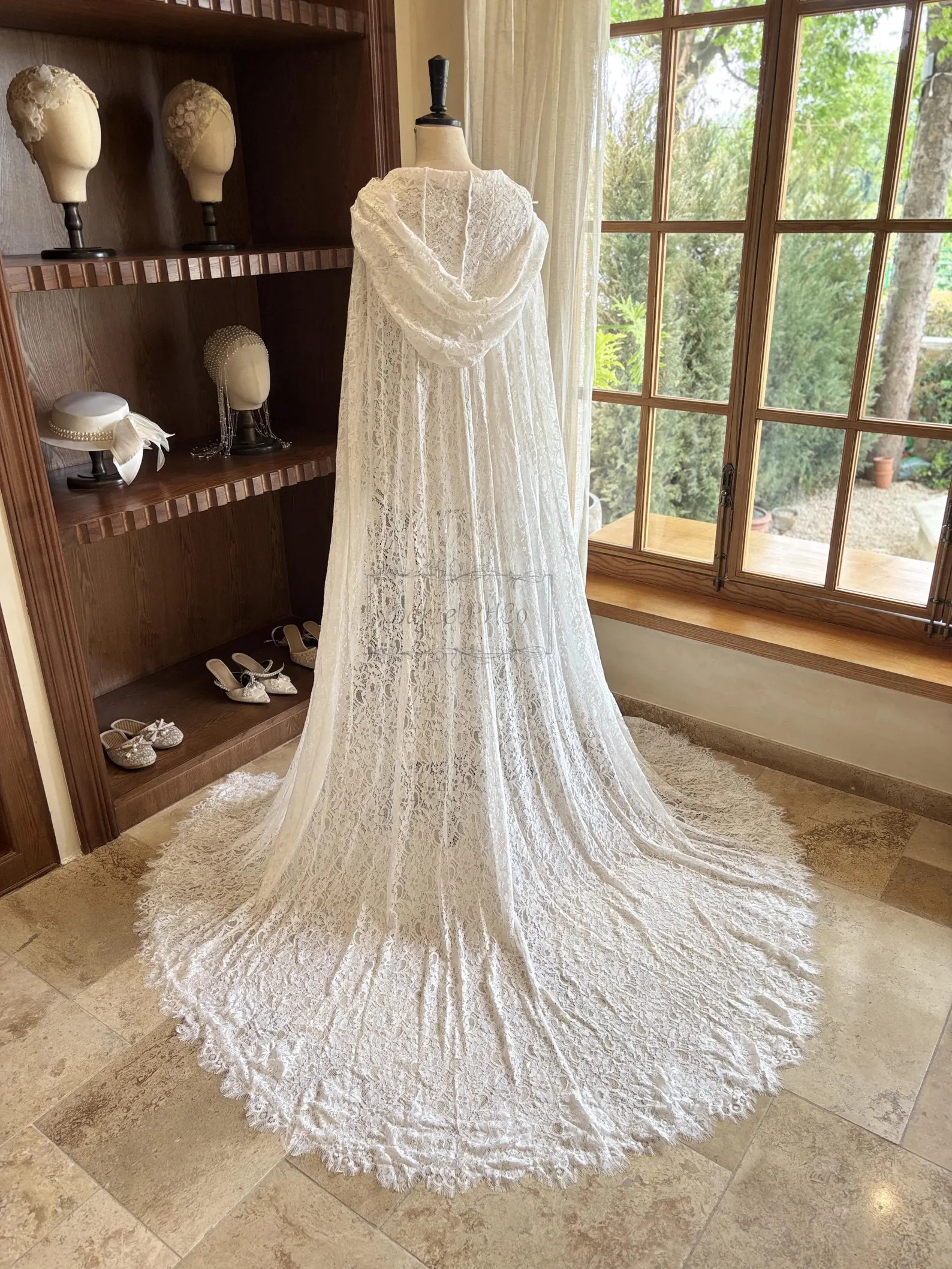 Romantic Lace Cape Veil With Hood, Floral Lace Wedding Cape, Soft Lace Bridal Cloak, Long Wedding... | Etsy (US)